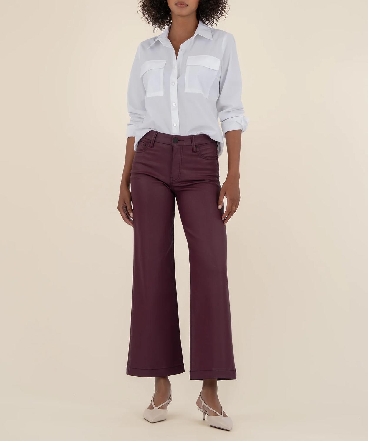 Kut From The Kloth - Meg Coated Hi Rise Wide Leg Jeans