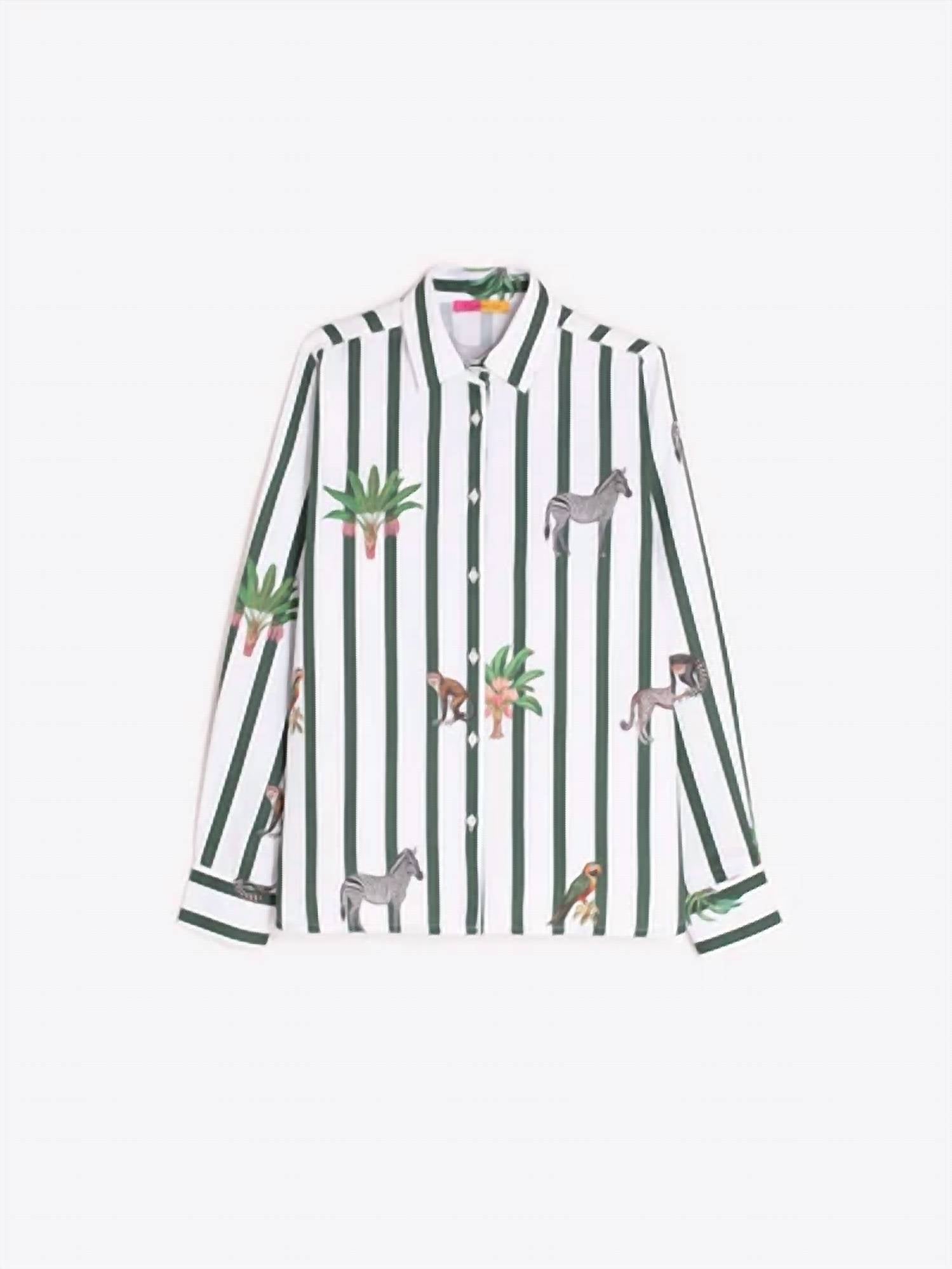 Vilagallo - Safari Print Striped Shirt