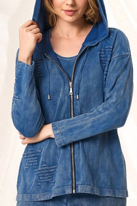 Angel Apparel Star Embossed Hoodie in denim - women's top