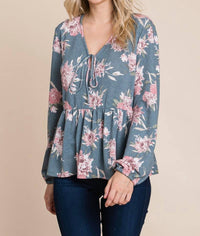 Emerald Collection - Floral Babydoll Top - Plus