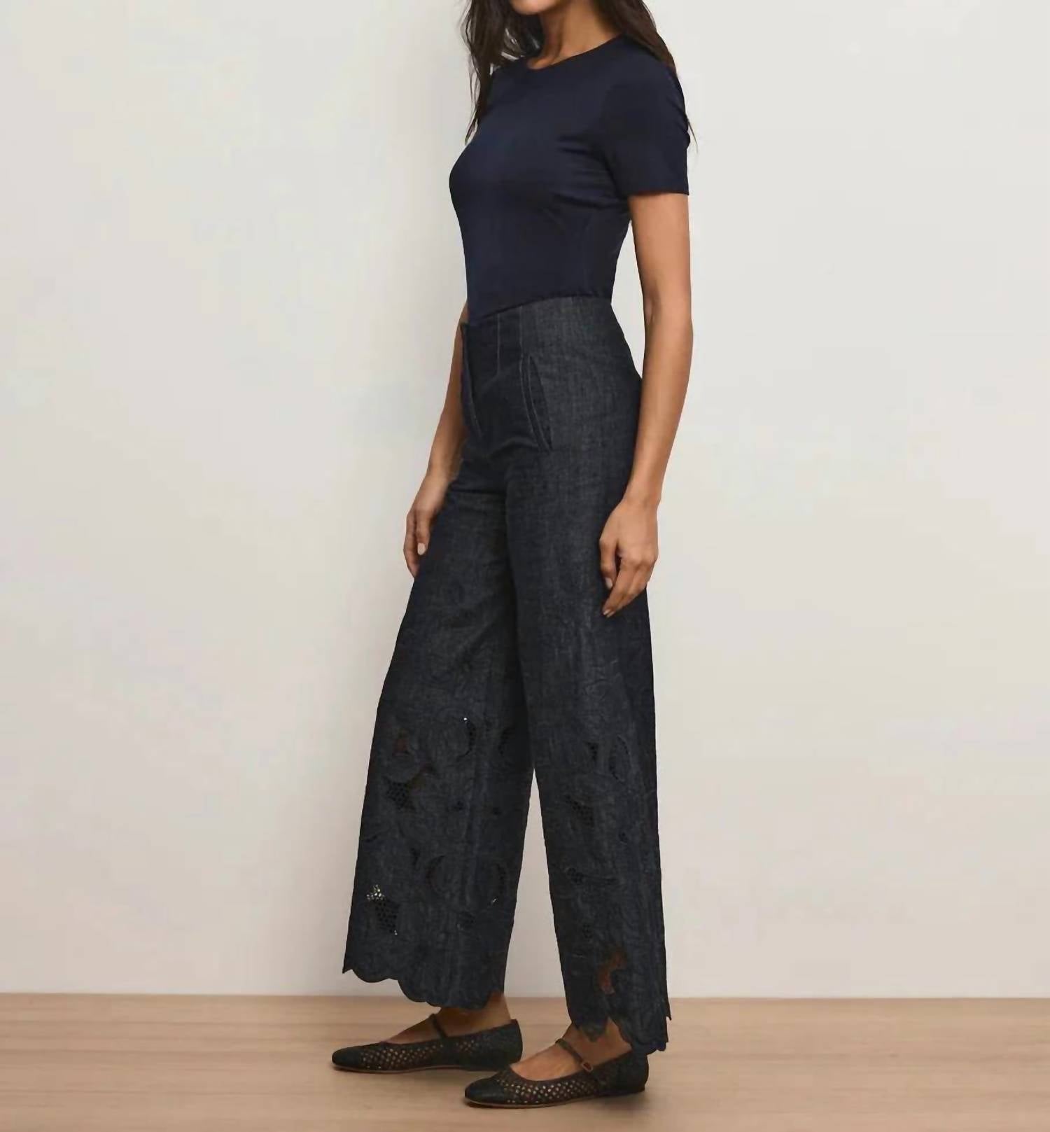Veronica Beard - Osborne Wide-leg Eyelet Pant