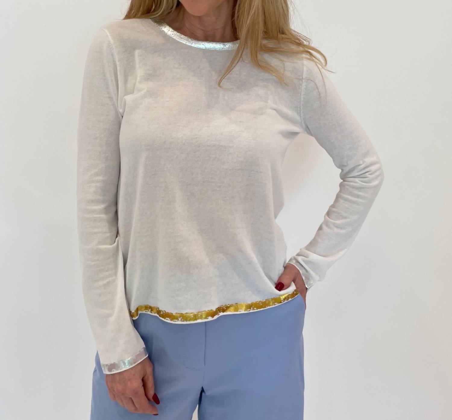 Peace Of Cloth - Sasha Long Sleeve Crew Top With Foil