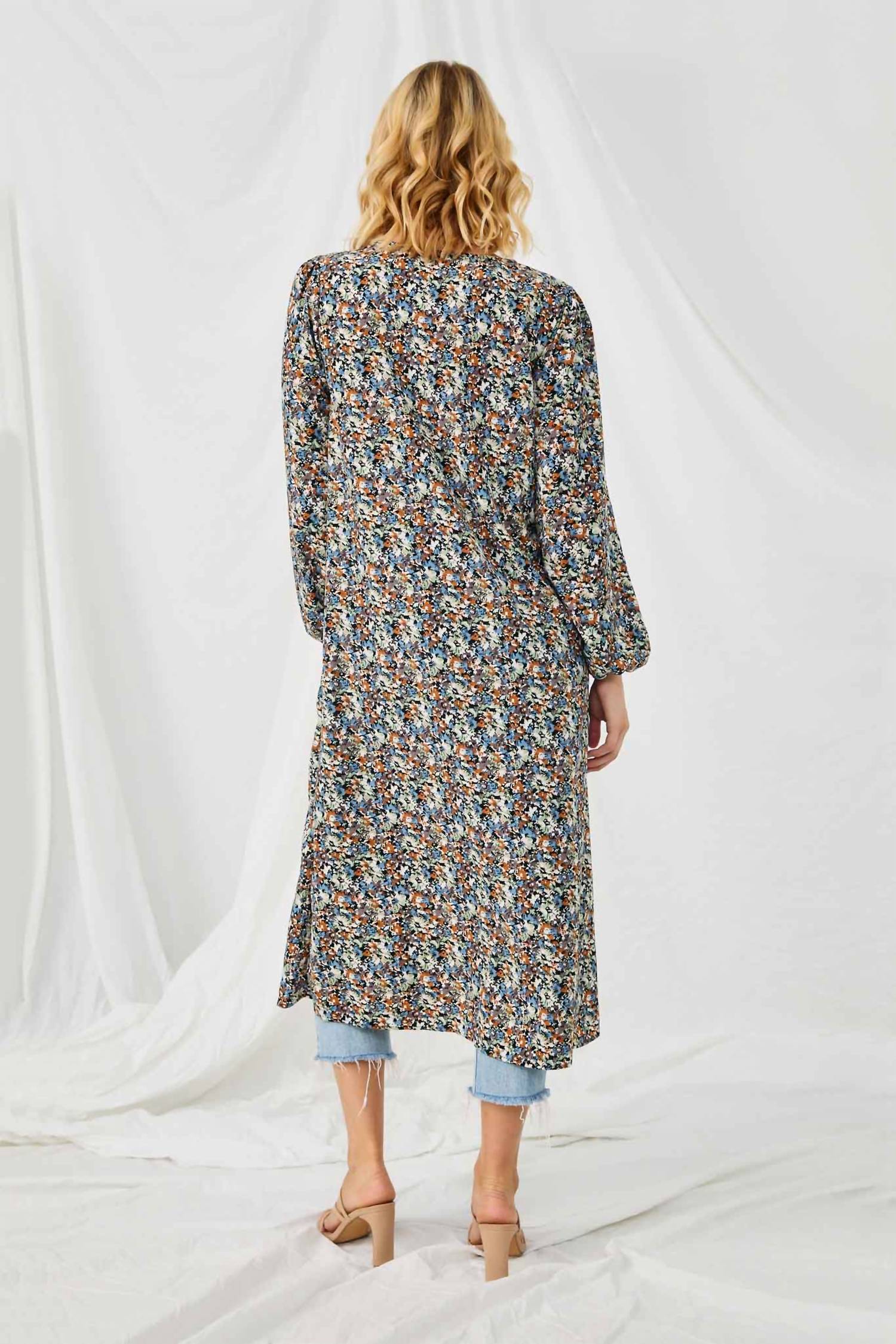 Hayden La - Floral Buttoned Puff Sleeve Duster