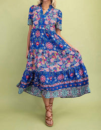 Gigio - Mixed Print Tiered Midi Dress