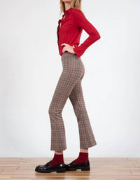 Avenue Montaigne Leo Flare Cut Pants in houndstooth check - women's pants - detail view