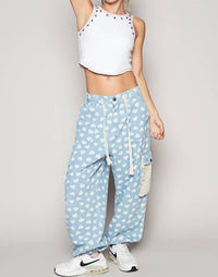 Pol - Crochet Overlay Pockets Woven Twill Pants