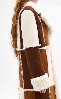 Azalea Wang - Telluride Faux Fur Patchwork Shearling Coat