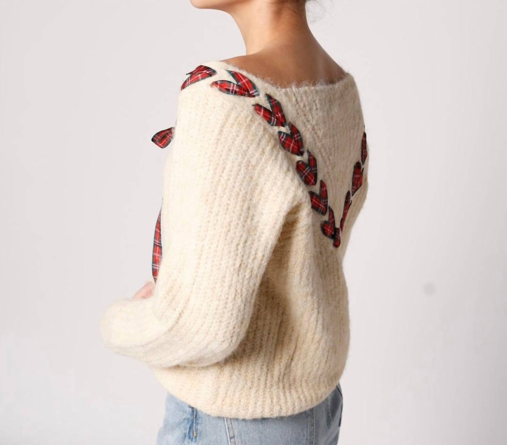 So Me Holly Jolly Bow Sweater - Plus in light brown - women's sweater - alternate view