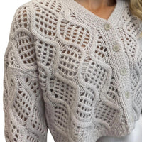 SABLYN Jolie V-Neck Cropped Cable Cardigan in himalaya - women's cardigan - alternate view