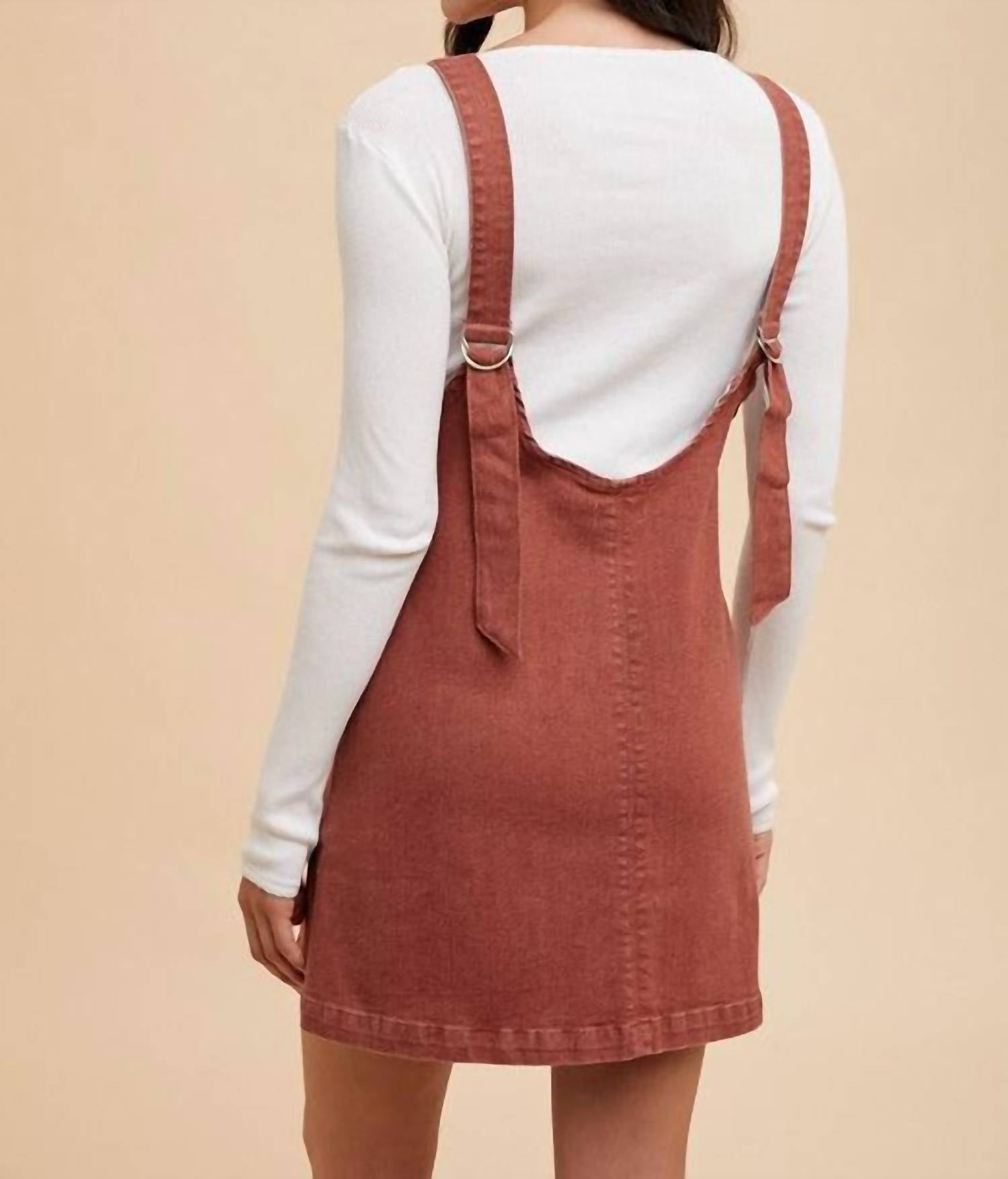 AnnieWear Sierra Mini Denim Dress in red - women's dress - view 4