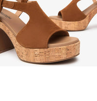 NeroGiardini Women's Velour Cork Heel in tobacco - women's heels - alternate view