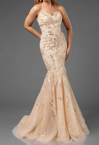 Terani Couture Sweetheart Strapless Gown in champagne - women's dress