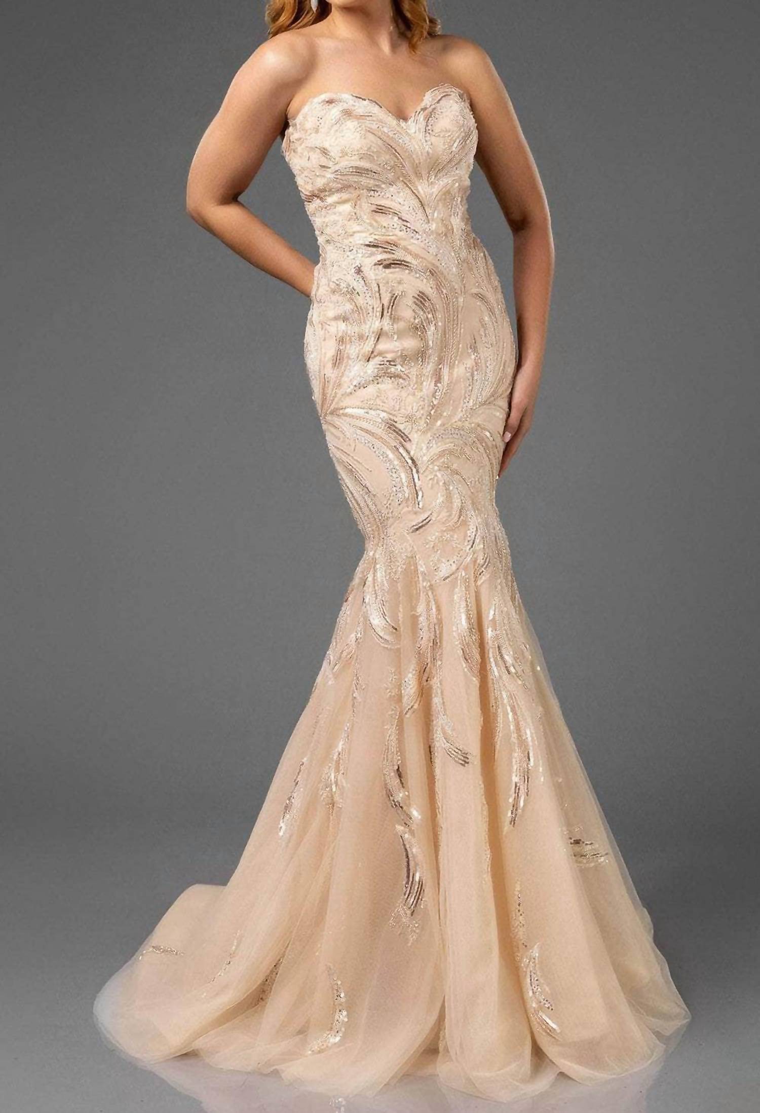 Terani Couture Sweetheart Strapless Gown in champagne - women's dress