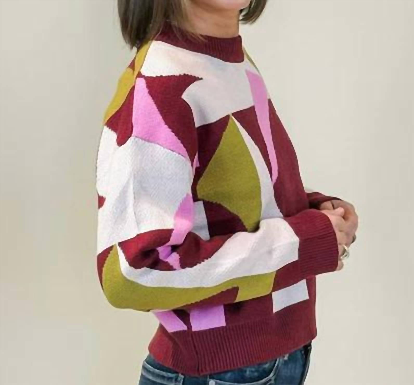 Thml - Mock Neck Abstract Sweater