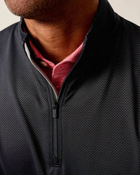 JOHNNIE-O Jamie 1/4 Zip Pullover Sweater in black seal - men's sweater - detail view