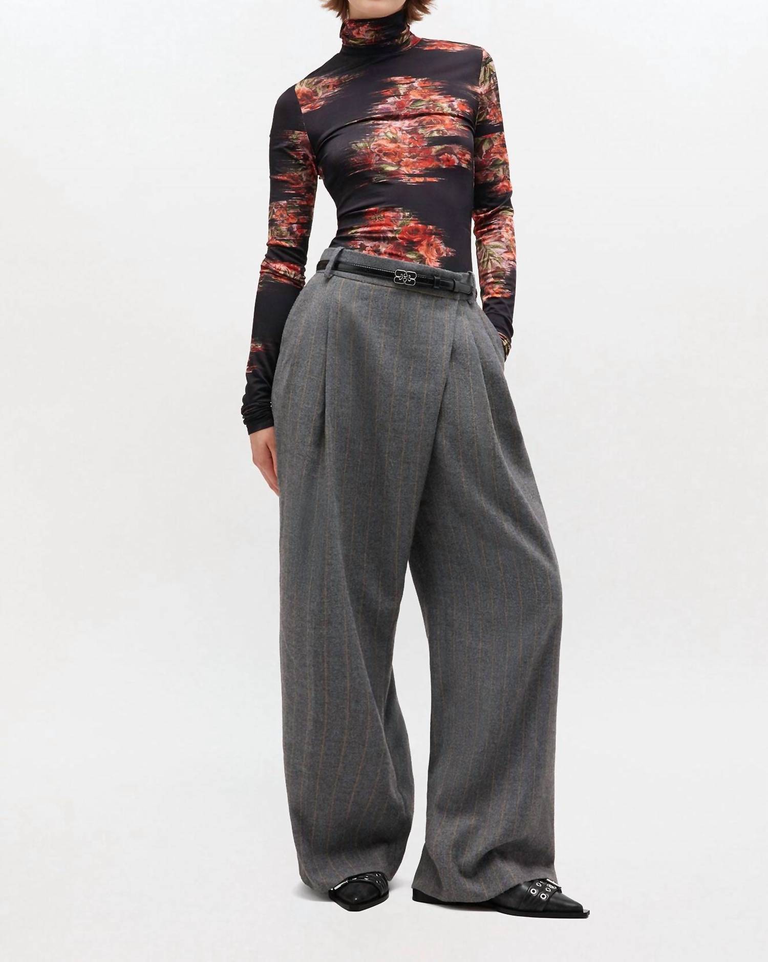 Ganni - Stripe Cross-over Trousers