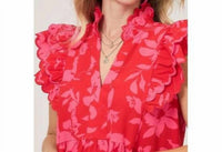Umgee - Mix Floral Ruffle Sleeve Dress