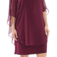 Xscape - Beaded Chiffon Capelet Shift Dress - Plus
