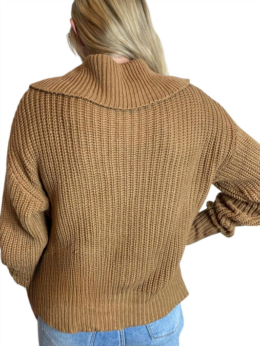 Easel - Wide Collar Full Zip Sweater