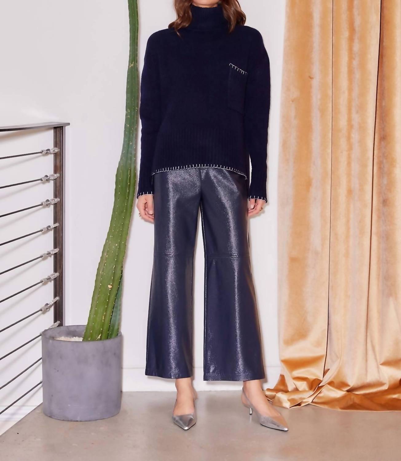 Fifteen Twenty - Faux Patent Leather Pants
