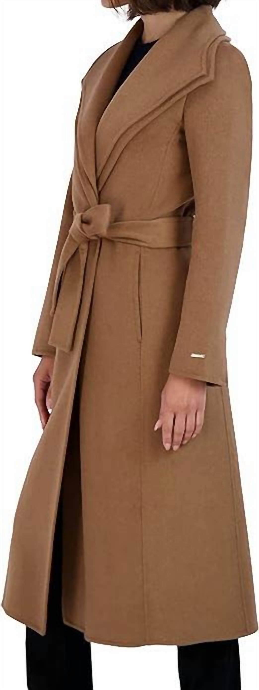 Tahari - Women's Maxi Double Face Belted Wool Blend Wrap Coat