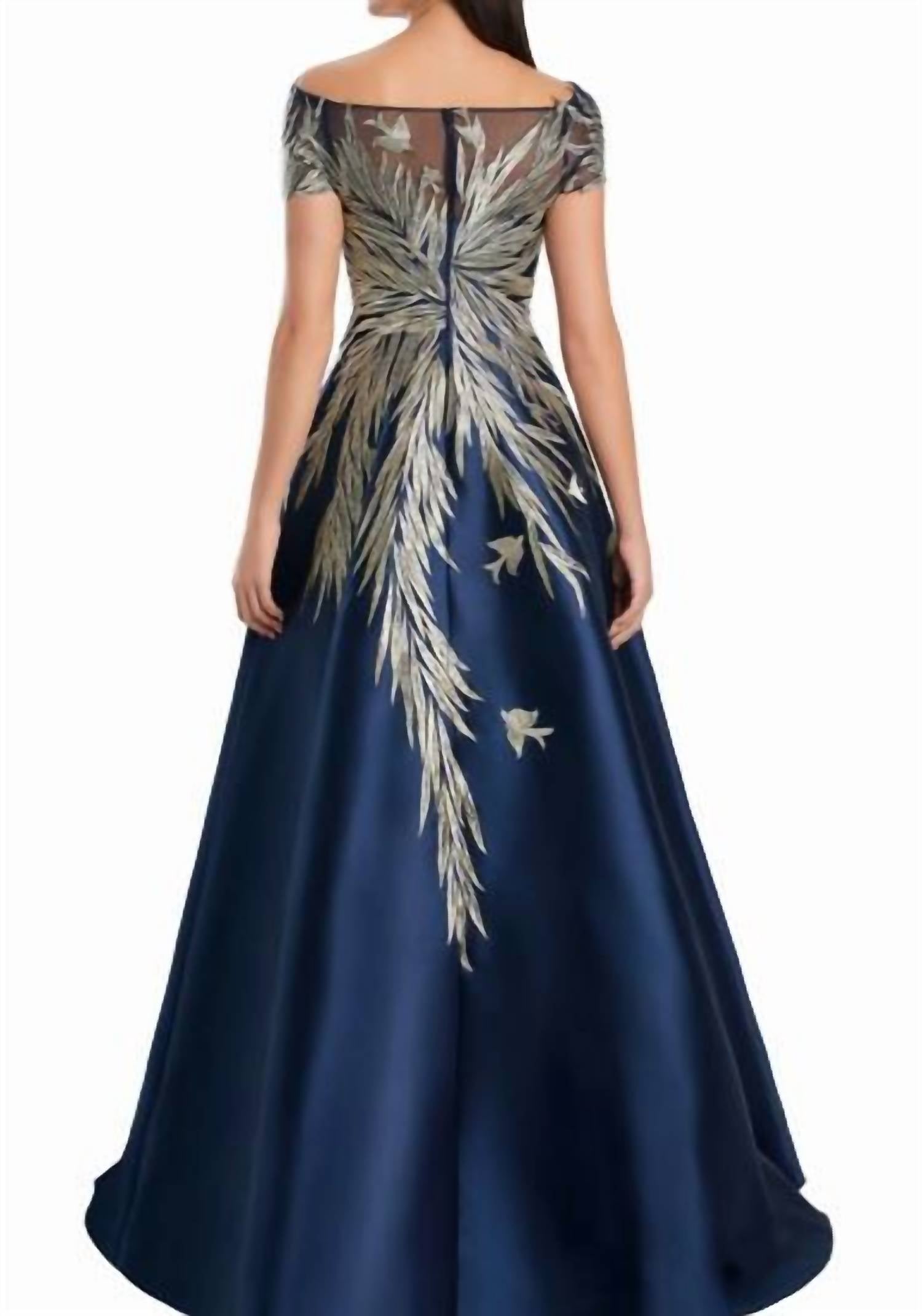 Daymor - Illusion Neck Short Sleeve A-line Dress