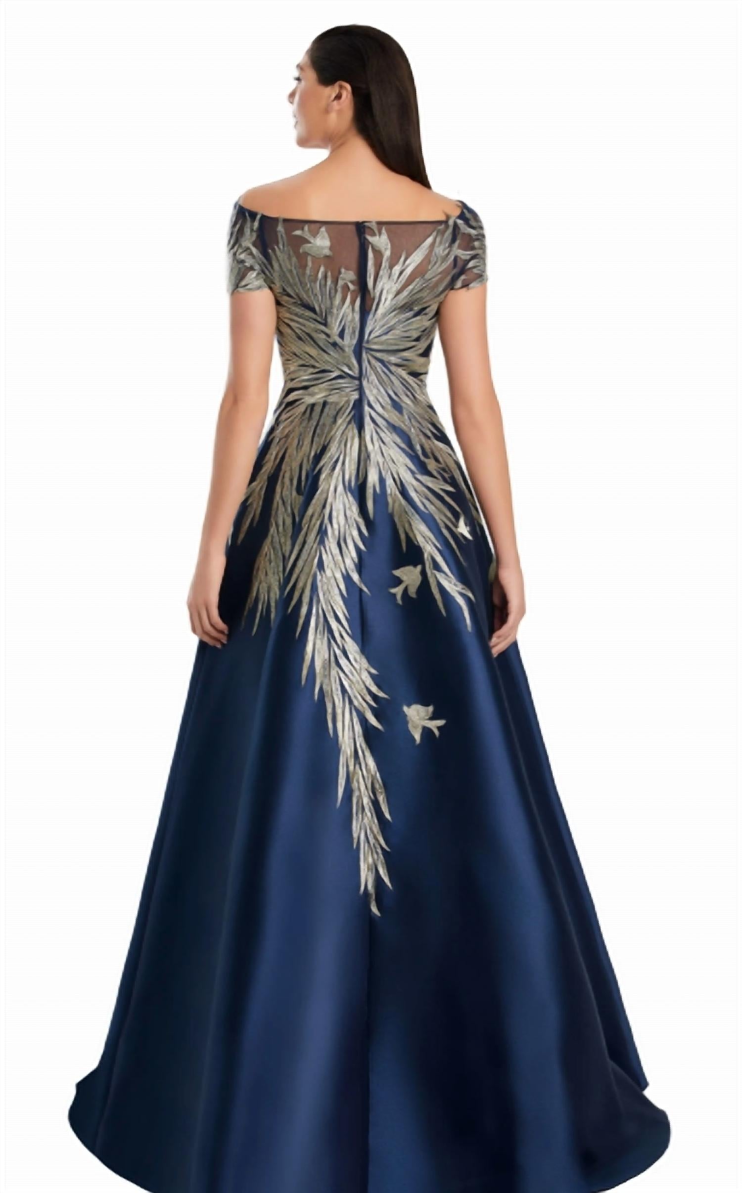 Daymor - Illusion Neck Short Sleeve A-line Dress