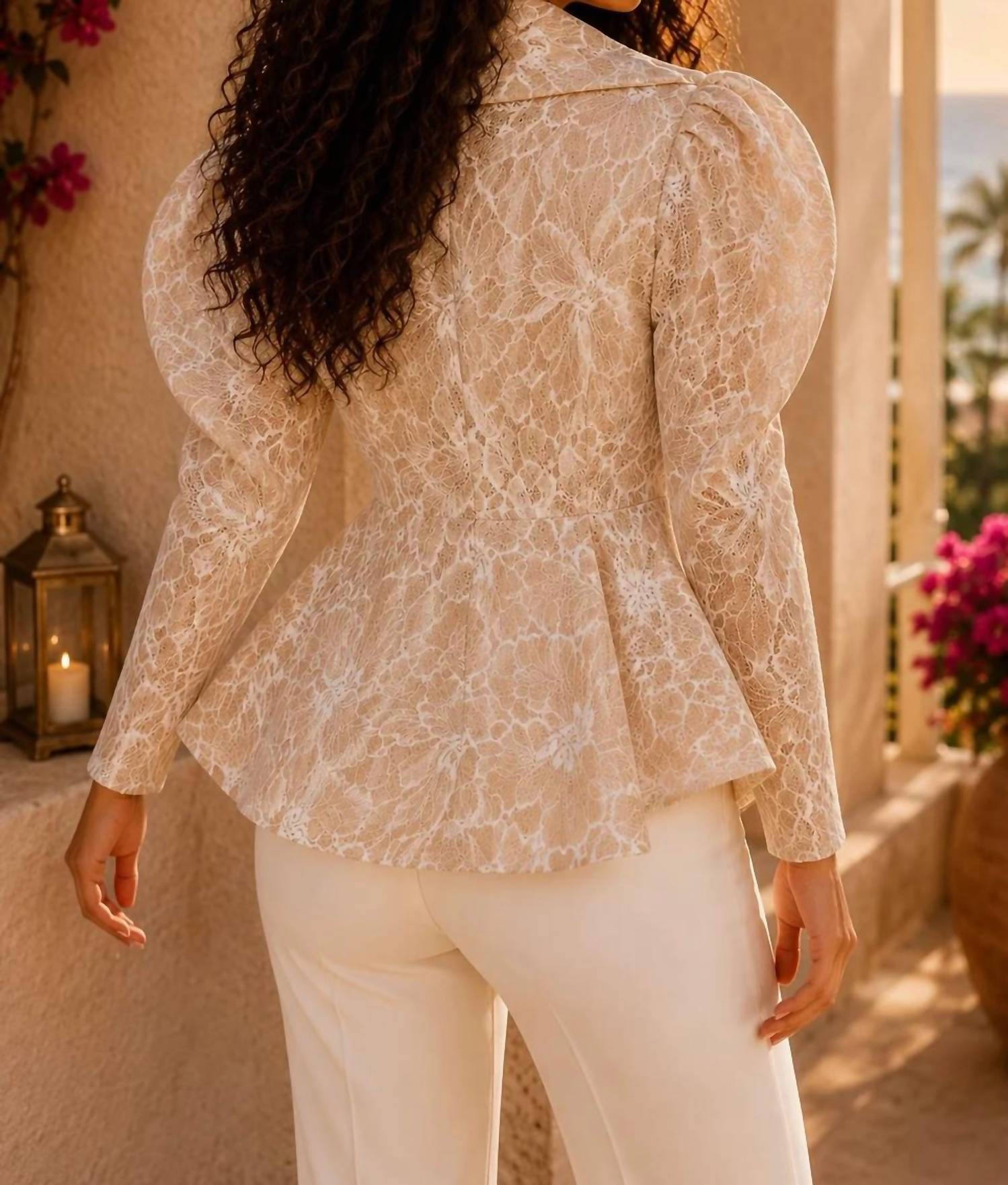 Surelymine - Monarch Lace Peplum Blazer