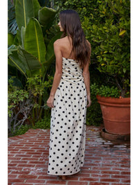 By Together - Linen Polka Dot Strapless Tube Midi Dress