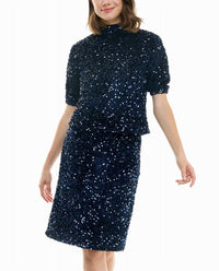 Nicole Miller - Sophia Velvet Sequin Knee Length Skirt