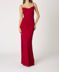 Cotton Candy La - Malena Cowl Ruched Side Strappy Maxi Dress