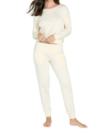 Twelve Eighty Eight Laguna Long Sleeve Lounge Set in almond - women's sleepwear - detail view