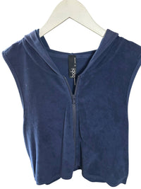 bobi Women's French Terry Crop Hoodie in navy - women's top