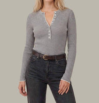 525 America - Emmeline Rib Layered Henley Sweater