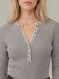 525 America - Emmeline Rib Layered Henley Sweater
