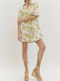 entro Floral Button Up Mini Dress in multi - women's dress