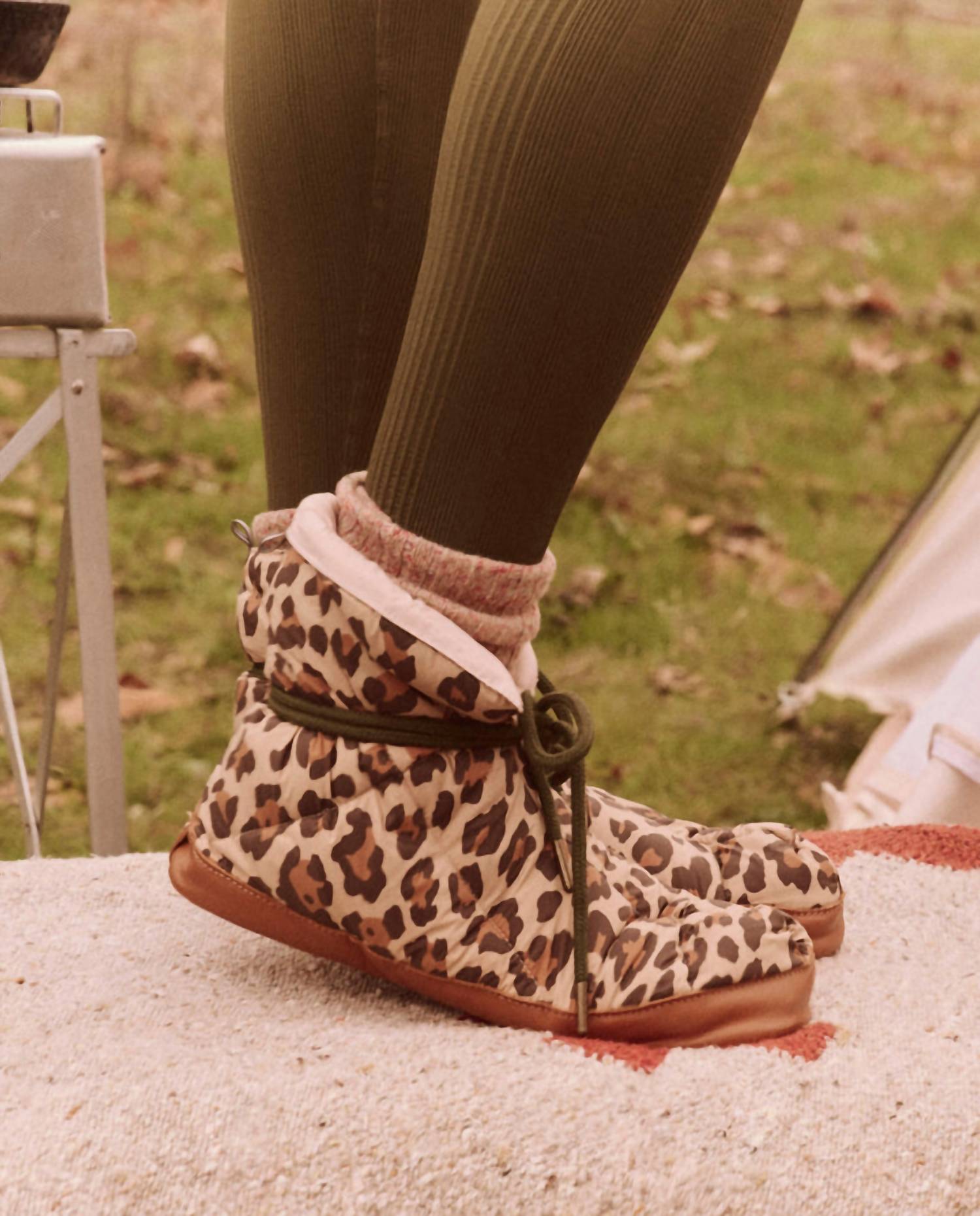 THE GREAT. Women's Down Quilted Slippers in brown - women's shoe - alternate view