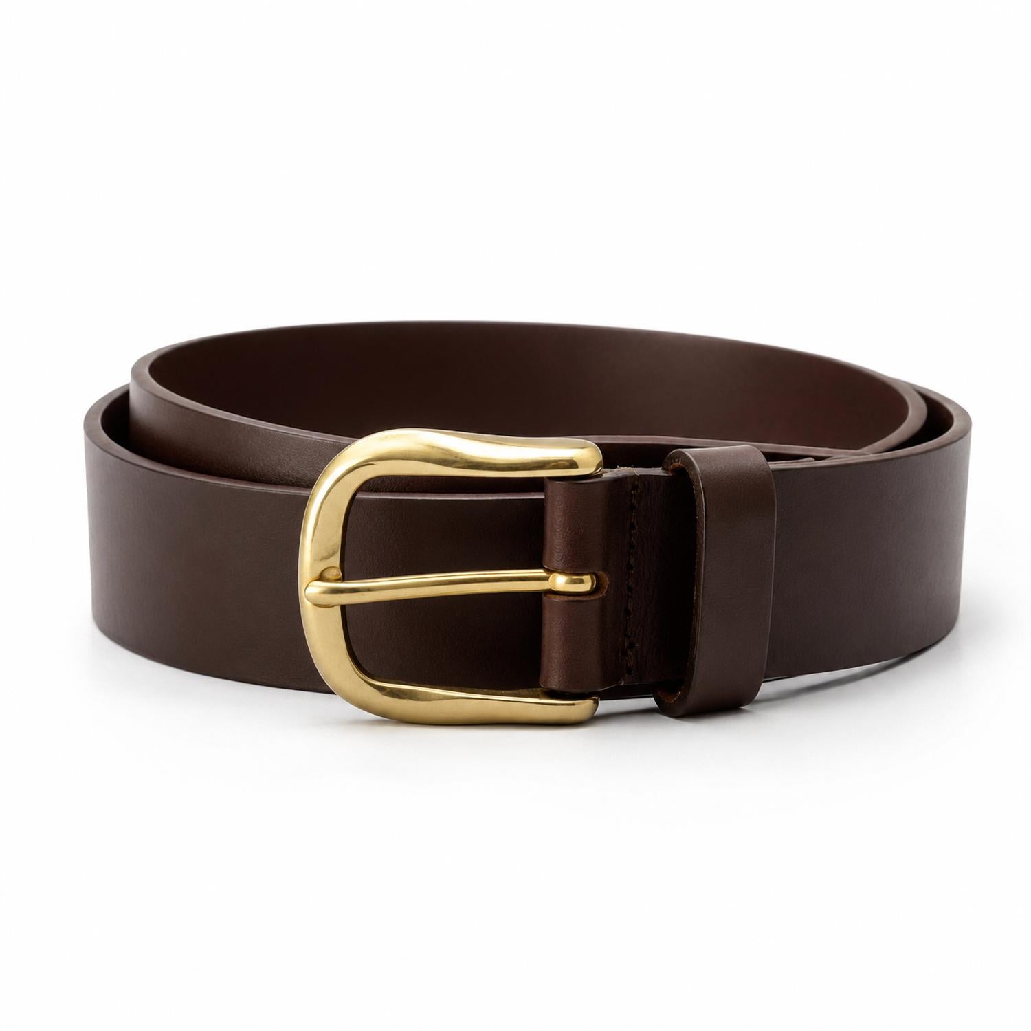 Streets Ahead - 1.5" Brown Leather Gold Buckle Belt