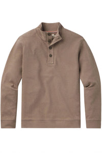 The Normal Brand Puremeso Button Popover Top in taupe - men's long sleeve top - detail view
