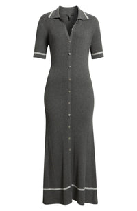 Rag & Bone Kassy Tipped Midi Polo Dress in charcoal - women's dress - alternate view