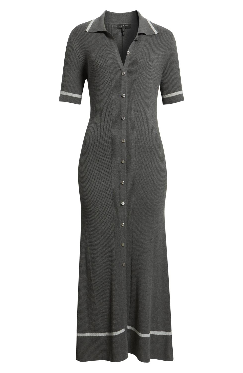 Rag & Bone Kassy Tipped Midi Polo Dress in charcoal - women's dress - alternate view