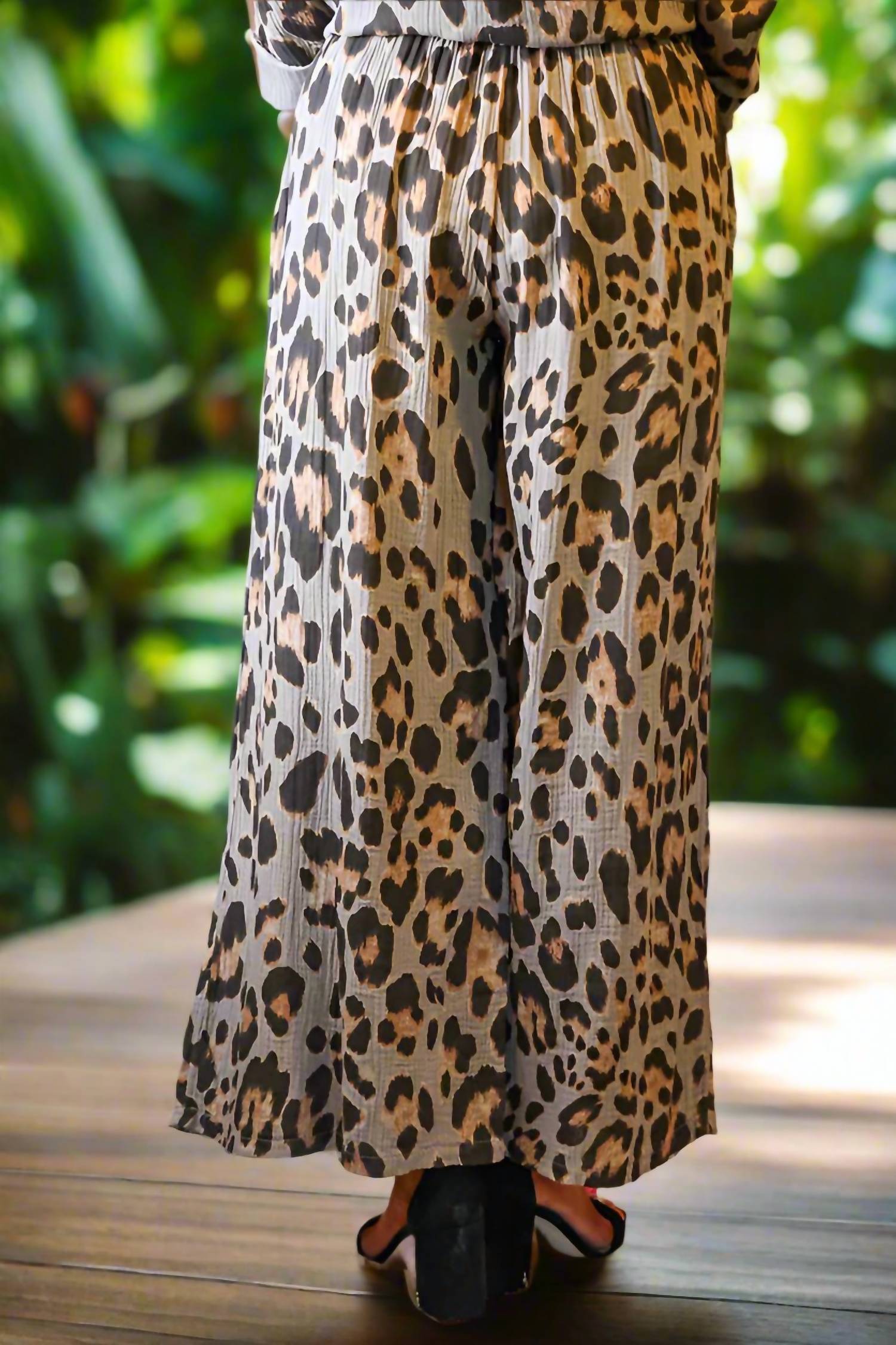 Look Mode Usa - Cheetah Print Wide Leg Pants