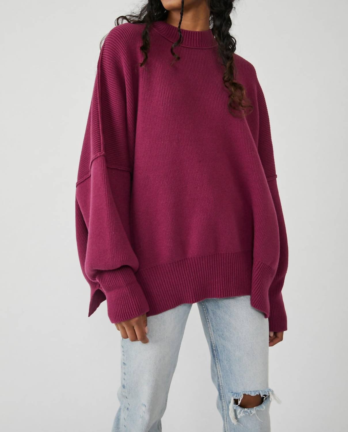 Free People Easy Street Tunic Sweater in dreamy mulberry - women's sweater