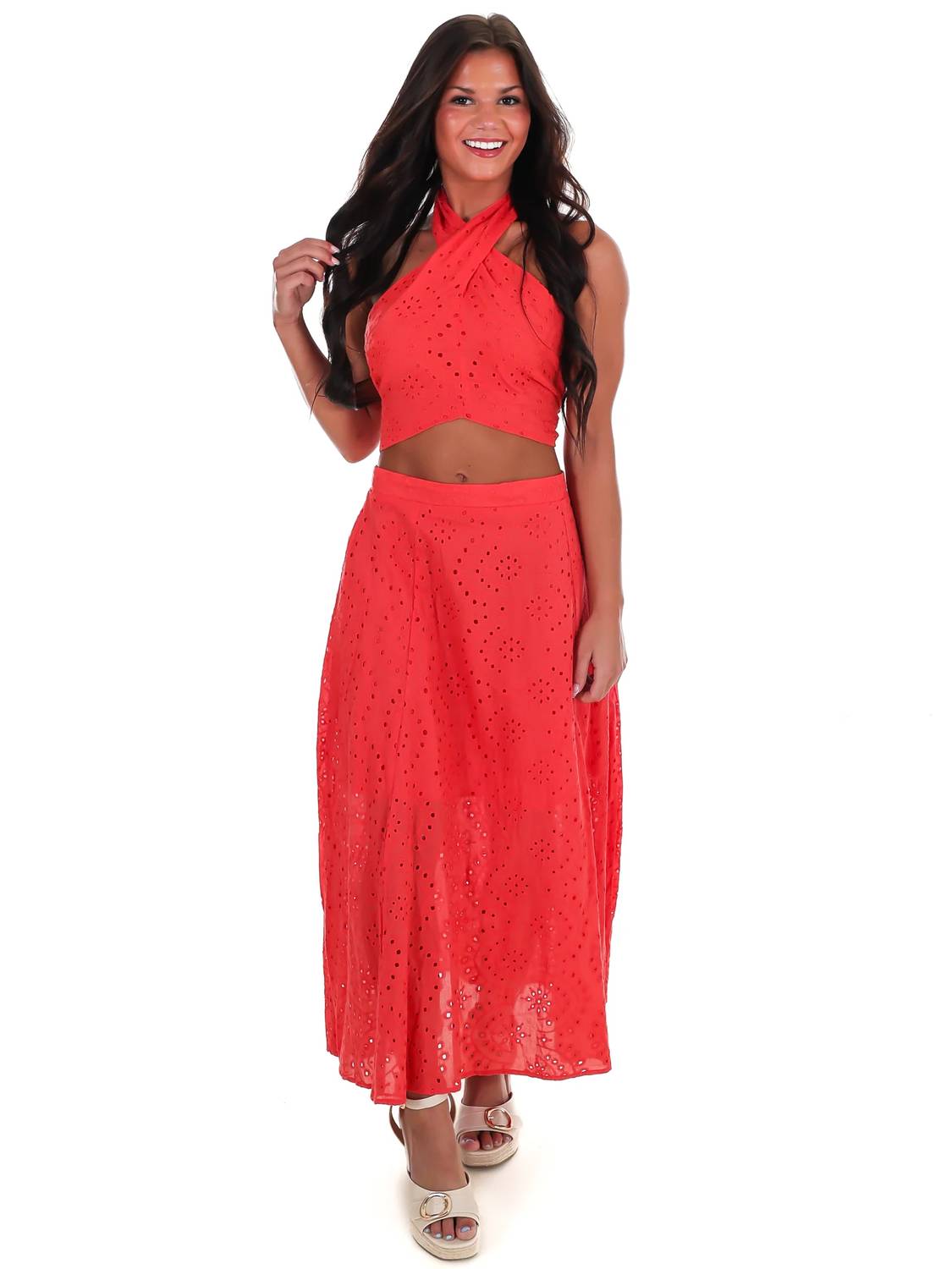 Hyfve - Evening Escape Eyelet Top And Skirt Set