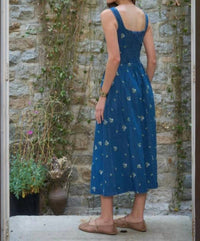 Moon River - Floral Embroidered Corset Detail Midi Dress