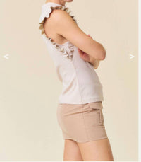 Doe And Rae - Faux Leather Ruffle Tank Top
