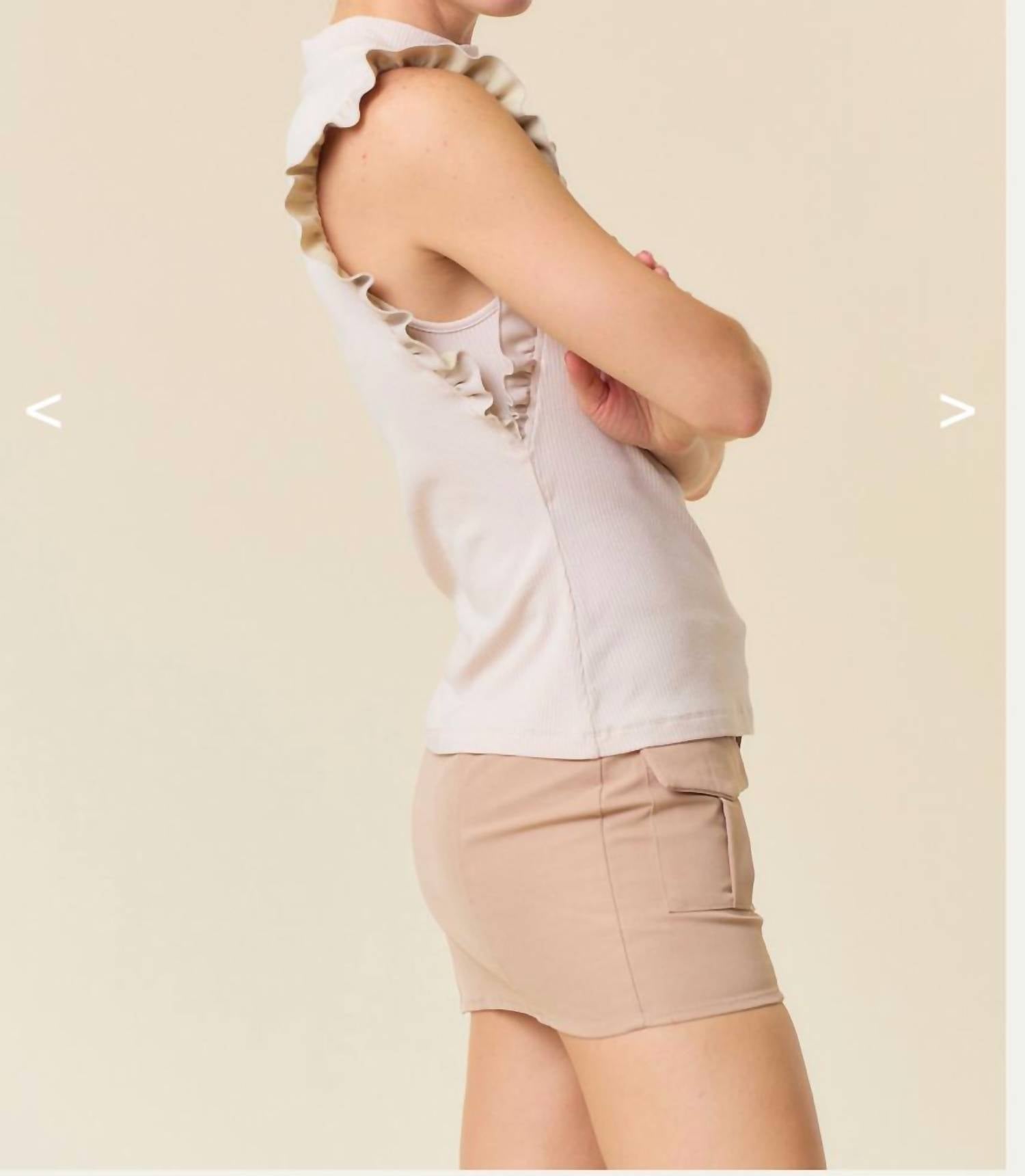Doe And Rae - Faux Leather Ruffle Tank Top