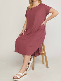 Entro - Ribbed Pocket Midi Dress