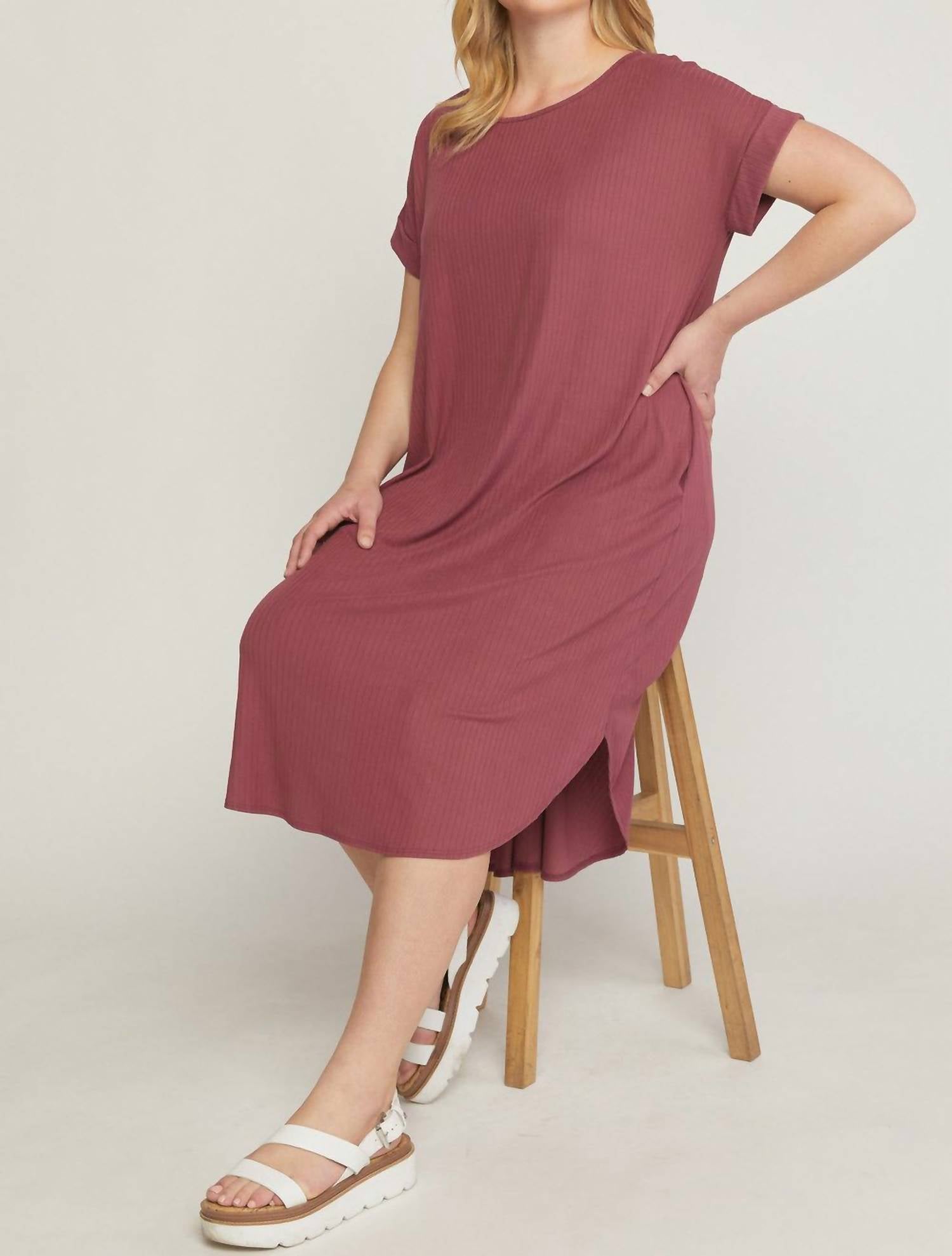 Entro - Ribbed Pocket Midi Dress