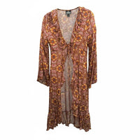 ANGIE Women's Sheer Wrap Open Front With Tie Kimono in orange - women's cardigan